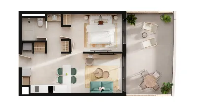 1 Habitación con amplias terrazas